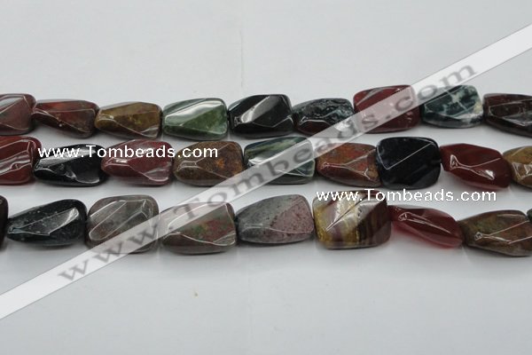 CAG6815 15.5 inches 18*25mm faceted & twisted rectangle Indian agate beads