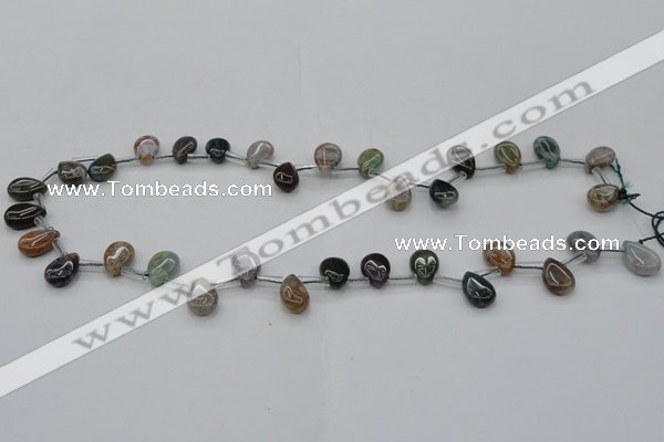 CAG6838 Top drilled 8*12mm flat teardrop Indian agate beads