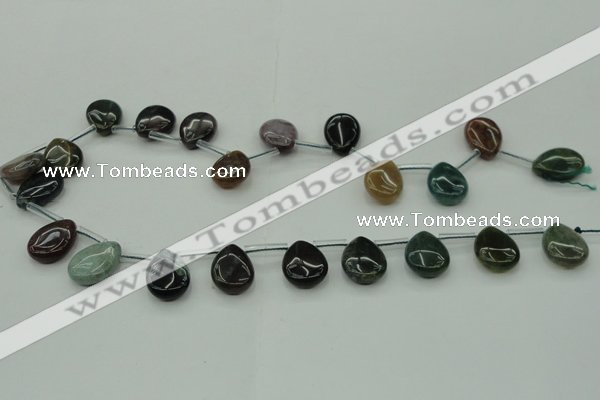 CAG6841 Top drilled 13*18mm flat teardrop Indian agate beads