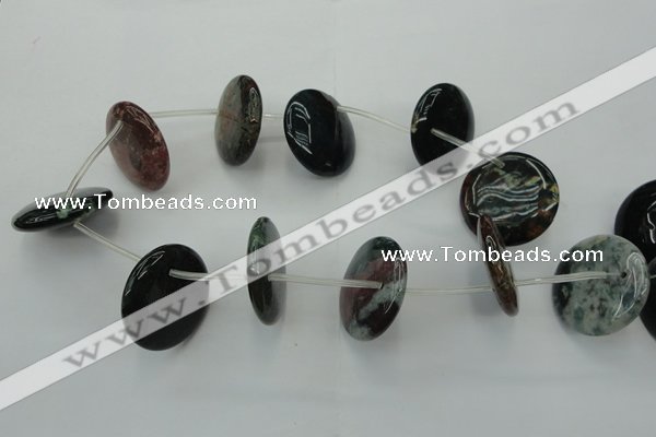 CAG6849 Top drilled 35mm flat round Indian agate beads