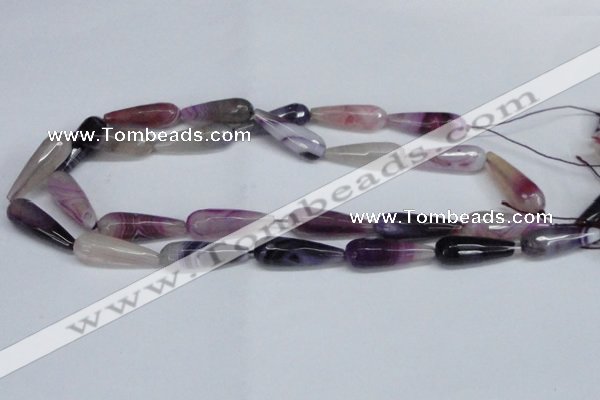 CAG6892 15.5 inches 10*30mm faceted teardrop line agate beads