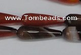 CAG6893 15.5 inches 10*30mm faceted teardrop line agate beads