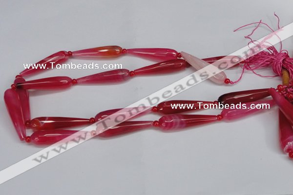 CAG6903 15.5 inches 10*40mm faceted teardrop line agate beads