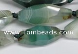 CAG6912 15.5 inches 13*35mm - 15*45mm faceted rice line agate beads