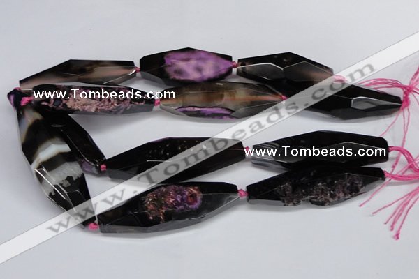 CAG6915 15.5 inches 18*65mm faceted rice line agate beads