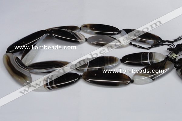 CAG6922 15.5 inches 20*55mm oval black line agate beads