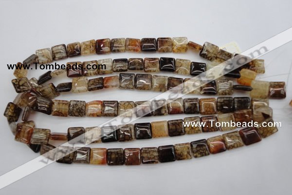 CAG693 15.5 inches 12*12mm square dragon veins agate beads