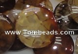 CAG694 15.5 inches 30mm flat round dragon veins agate beads