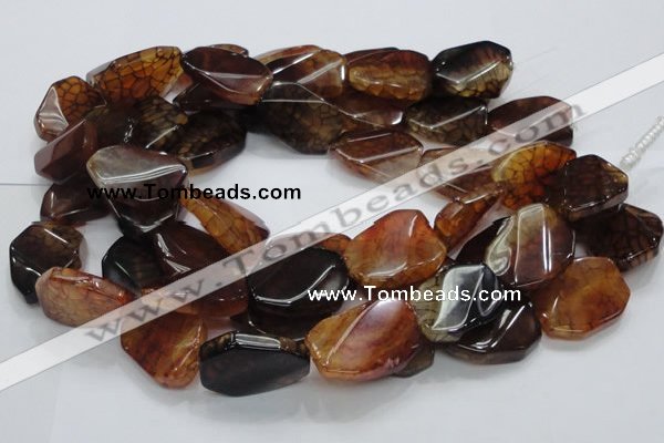 CAG696 15.5 inches 22*32mm twisted freeform dragon veins agate beads