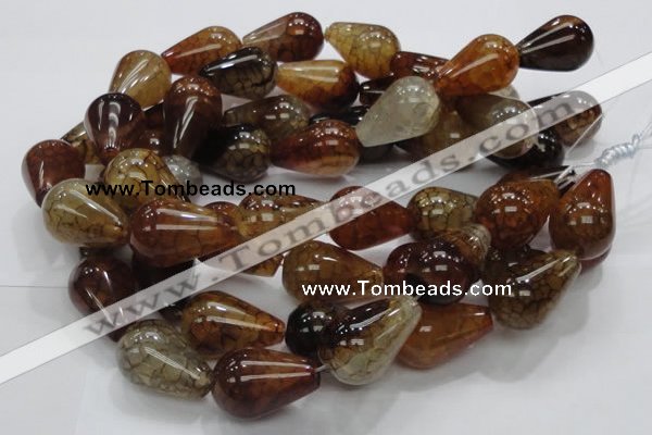 CAG698 15.5 inches 20*30mm teardrop dragon veins agate beads