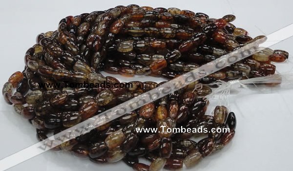 CAG699 15.5 inches 10*14mm rice dragon veins agate beads wholesale