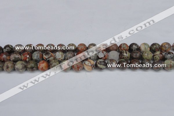 CAG7012 15.5 inches 8mm faceted round ocean agate gemstone beads