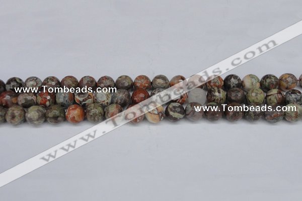 CAG7013 15.5 inches 10mm faceted round ocean agate gemstone beads