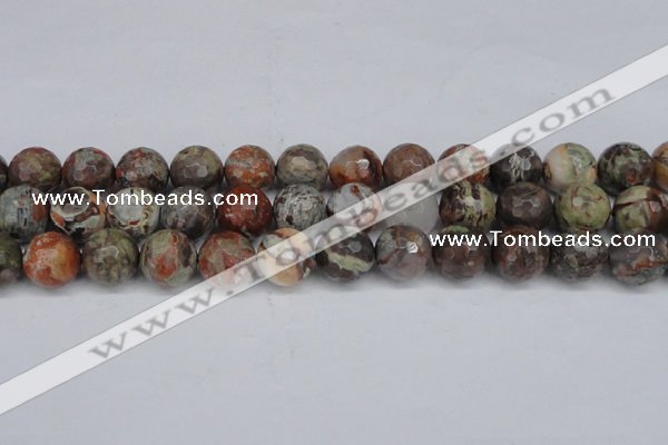 CAG7016 15.5 inches 16mm faceted round ocean agate gemstone beads