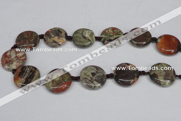 CAG7046 15.5 inches 20mm flat round ocean agate gemstone beads