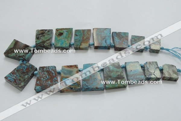 CAG7070 Top drilled 15*20mm - 25*30mm trapezoid ocean agate beads