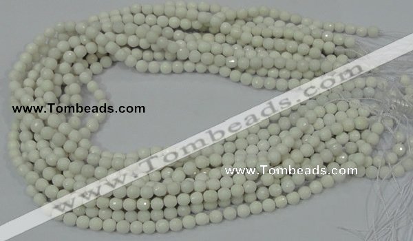 CAG710 15.5 inches 6mm faceted round white agate gemstone beads