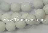 CAG712 15.5 inches 10mm faceted round white agate gemstone beads