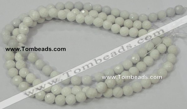 CAG712 15.5 inches 10mm faceted round white agate gemstone beads