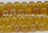 CAG7120 15.5 inches 4mm round AB-color yellow agate gemstone beads