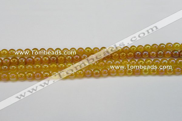 CAG7120 15.5 inches 4mm round AB-color yellow agate gemstone beads