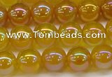 CAG7123 15.5 inches 10mm round AB-color yellow agate gemstone beads