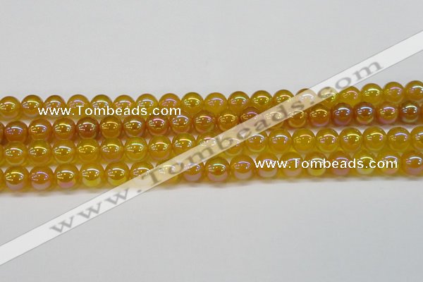 CAG7123 15.5 inches 10mm round AB-color yellow agate gemstone beads