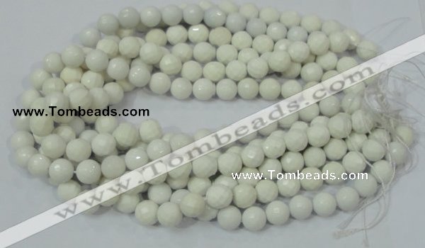 CAG713 15.5 inches 12mm faceted round white agate gemstone beads