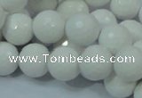 CAG714 15.5 inches 14mm faceted round white agate gemstone beads