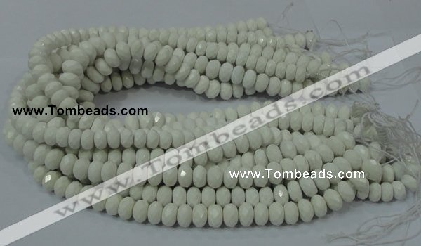 CAG715 15.5 inches 6*10mm faceted rondelle white agate gemstone beads