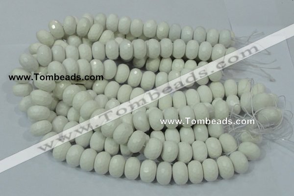 CAG716 15.5 inches 12*18mm faceted rondelle white agate gemstone beads