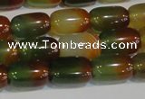 CAG7176 15.5 inches 10*14mm drum rainbow agate gemstone beads