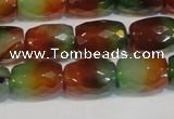 CAG7179 15.5 inches 10*14mm faceted drum rainbow agate gemstone beads