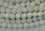 CAG7185 15.5 inches 3mm faceted round white agate gemstone beads