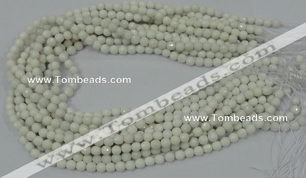 CAG7185 15.5 inches 3mm faceted round white agate gemstone beads