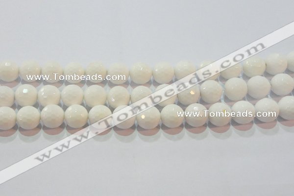 CAG7186 15.5 inches 16mm faceted round white agate gemstone beads