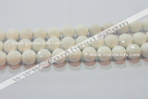 CAG7187 15.5 inches 18mm faceted round white agate gemstone beads