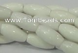 CAG719 15.5 inches 10*20mm rice white agate gemstone beads wholesale