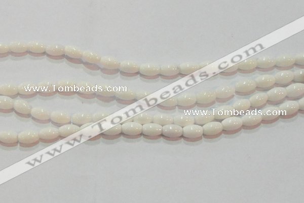 CAG7201 15.5 inches 6*9mm rice white agate gemstone beads