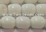 CAG7211 15.5 inches 10*12mm drum white agate gemstone beads