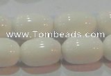 CAG7212 15.5 inches 10*14mm drum white agate gemstone beads