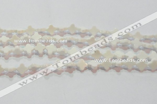 CAG7217 15.5 inches 10*10mm flower white agate gemstone beads