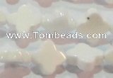 CAG7218 15.5 inches 12*12mm flower white agate gemstone beads