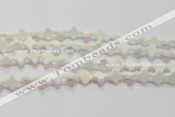 CAG7218 15.5 inches 12*12mm flower white agate gemstone beads