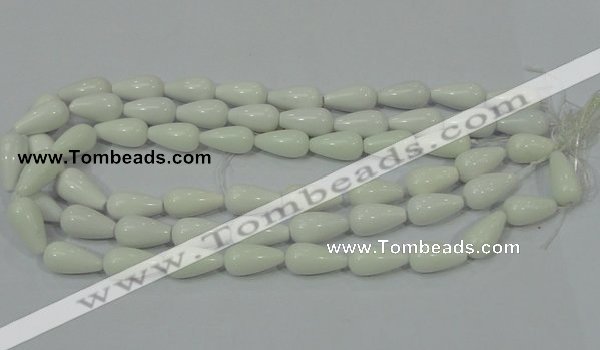 CAG722 15.5 inches 10*20mm teardrop white agate gemstone beads