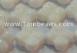 CAG7223 15.5 inches 18*18mm carved flower white agate gemstone beads