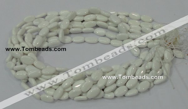 CAG724 15.5 inches 8*14mm oval white agate gemstone beads wholesale