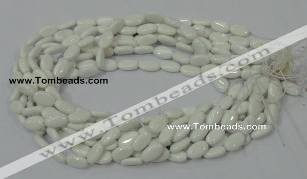 CAG724 15.5 inches 8*14mm oval white agate gemstone beads wholesale