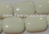 CAG7248 15.5 inches 15*20mm rectangle white agate gemstone beads