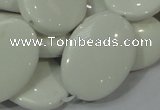 CAG725 15.5 inches 20*30mm oval white agate gemstone beads wholesale